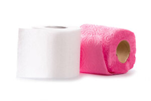 pink and white toilet paper by tissue trends 